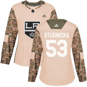 Women's Los Angeles Kings Jack Studnicka Adidas Authentic Veterans Day Practice Jersey - Camo