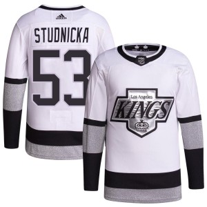 Youth Los Angeles Kings Jack Studnicka Adidas Authentic 2021/22 Alternate Primegreen Pro Player Jersey - White