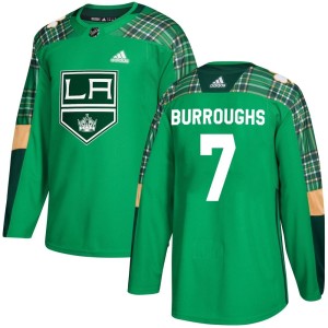 Men's Los Angeles Kings Kyle Burroughs Adidas Authentic St. Patrick's Day Practice Jersey - Green