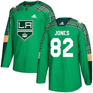 Men's Los Angeles Kings Caleb Jones Adidas Authentic St. Patrick's Day Practice Jersey - Green