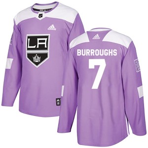 Men's Los Angeles Kings Kyle Burroughs Adidas Authentic Fights Cancer Practice Jersey - Purple