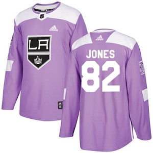 Men's Los Angeles Kings Caleb Jones Adidas Authentic Fights Cancer Practice Jersey - Purple