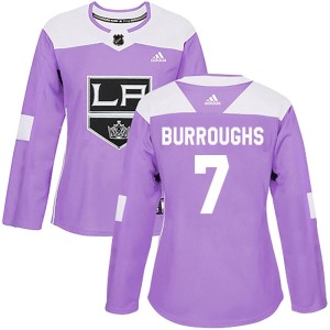 Women's Los Angeles Kings Kyle Burroughs Adidas Authentic Fights Cancer Practice Jersey - Purple