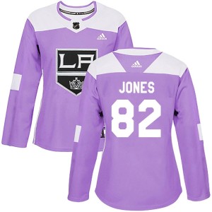 Women's Los Angeles Kings Caleb Jones Adidas Authentic Fights Cancer Practice Jersey - Purple