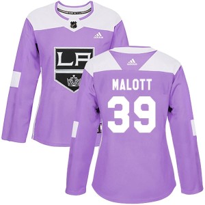 Women's Los Angeles Kings Jeff Malott Adidas Authentic Fights Cancer Practice Jersey - Purple