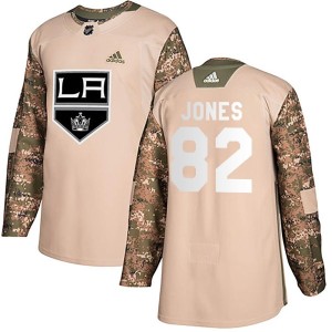 Youth Los Angeles Kings Caleb Jones Adidas Authentic Veterans Day Practice Jersey - Camo